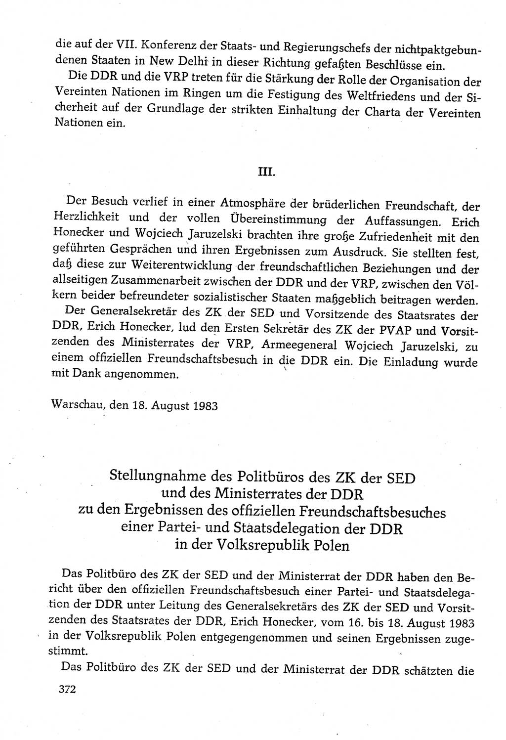 Dokumente der Sozialistischen Einheitspartei Deutschlands (SED) [Deutsche Demokratische Republik (DDR)] 1982-1983, Seite 372 (Dok. SED DDR 1982-1983, S. 372)