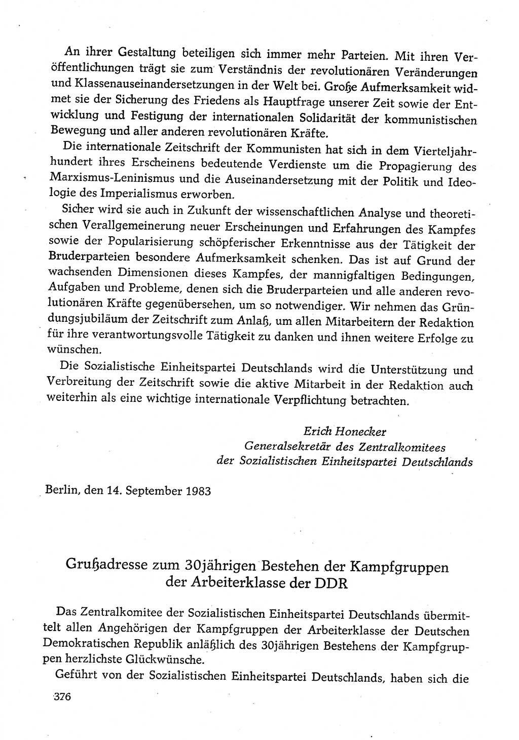 Dokumente der Sozialistischen Einheitspartei Deutschlands (SED) [Deutsche Demokratische Republik (DDR)] 1982-1983, Seite 376 (Dok. SED DDR 1982-1983, S. 376)