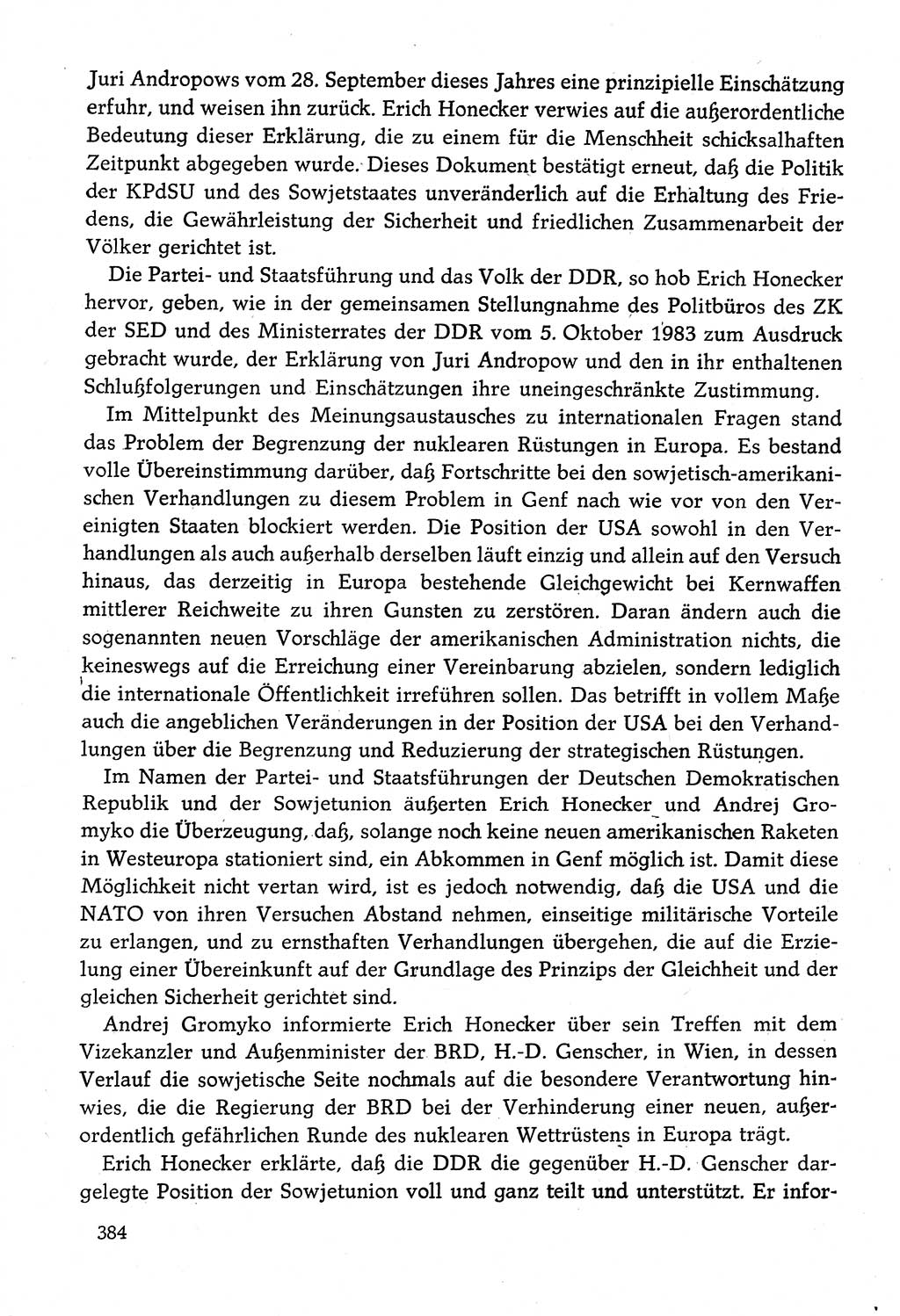 Dokumente der Sozialistischen Einheitspartei Deutschlands (SED) [Deutsche Demokratische Republik (DDR)] 1982-1983, Seite 384 (Dok. SED DDR 1982-1983, S. 384)