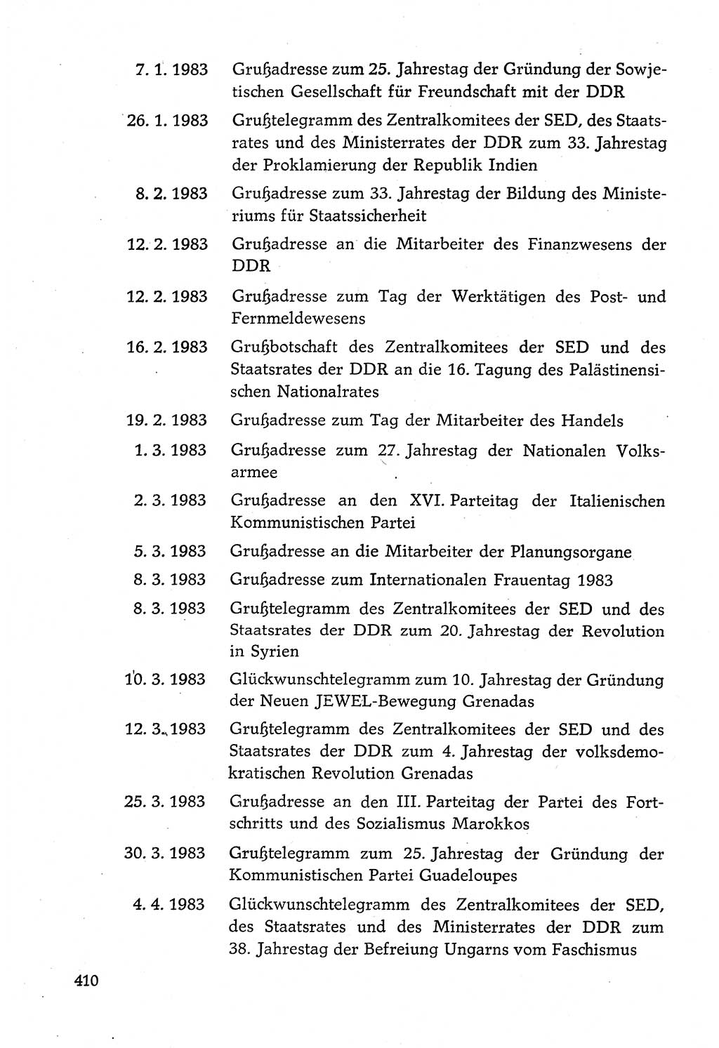 Dokumente der Sozialistischen Einheitspartei Deutschlands (SED) [Deutsche Demokratische Republik (DDR)] 1982-1983, Seite 410 (Dok. SED DDR 1982-1983, S. 410)