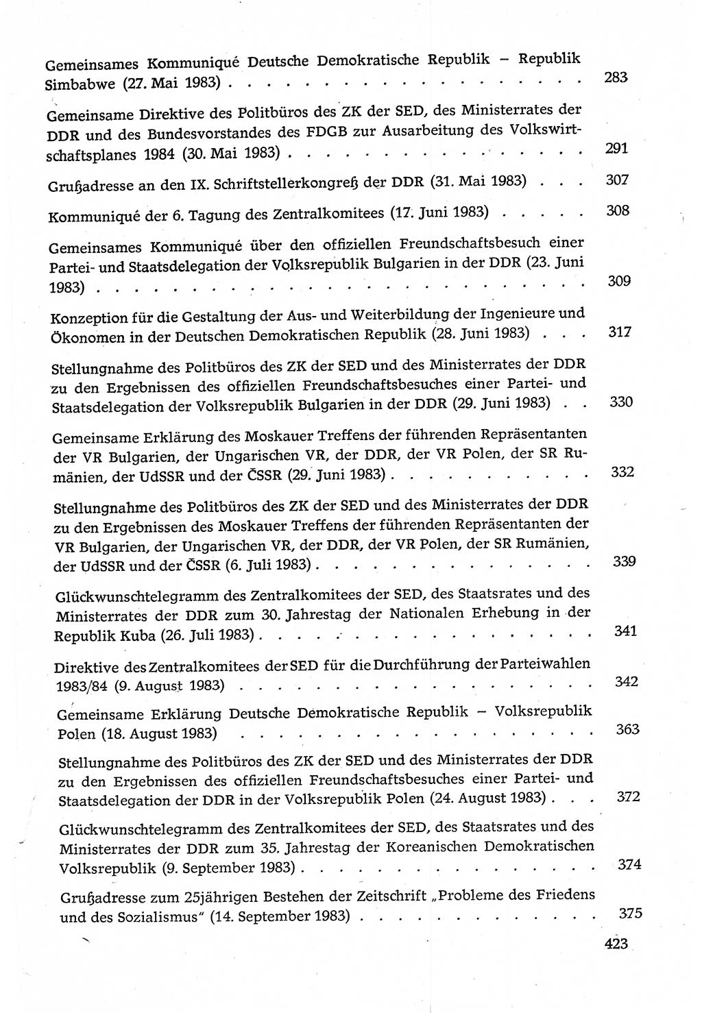 Dokumente der Sozialistischen Einheitspartei Deutschlands (SED) [Deutsche Demokratische Republik (DDR)] 1982-1983, Seite 423 (Dok. SED DDR 1982-1983, S. 423)