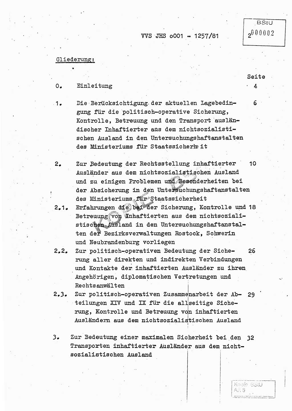 Fachschulabschlußarbeit Unterleutnant Dieter Möller (BV Rst. Abt. ⅩⅣ), Ministerium für Staatssicherheit (MfS) [Deutsche Demokratische Republik (DDR)], Juristische Hochschule (JHS), Vertrauliche Verschlußsache (VVS) o001-1257/81, Potsdam 1982, Seite 2 (FS-Abschl.-Arb. MfS DDR JHS VVS o001-1257/81 1982, S. 2)