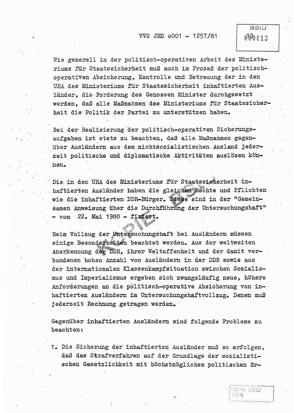 Fachschulabschlußarbeit Unterleutnant Dieter Möller (BV Rst. Abt. ⅩⅣ), Ministerium für Staatssicherheit (MfS) [Deutsche Demokratische Republik (DDR)], Juristische Hochschule (JHS), Vertrauliche Verschlußsache (VVS) o001-1257/81, Potsdam 1982, Seite 13 (FS-Abschl.-Arb. MfS DDR JHS VVS o001-1257/81 1982, S. 13)