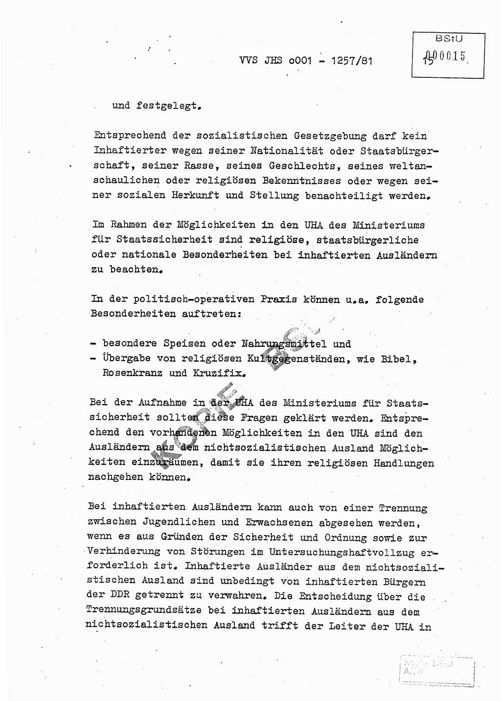 Fachschulabschlußarbeit Unterleutnant Dieter Möller (BV Rst. Abt. ⅩⅣ), Ministerium für Staatssicherheit (MfS) [Deutsche Demokratische Republik (DDR)], Juristische Hochschule (JHS), Vertrauliche Verschlußsache (VVS) o001-1257/81, Potsdam 1982, Seite 15 (FS-Abschl.-Arb. MfS DDR JHS VVS o001-1257/81 1982, S. 15)