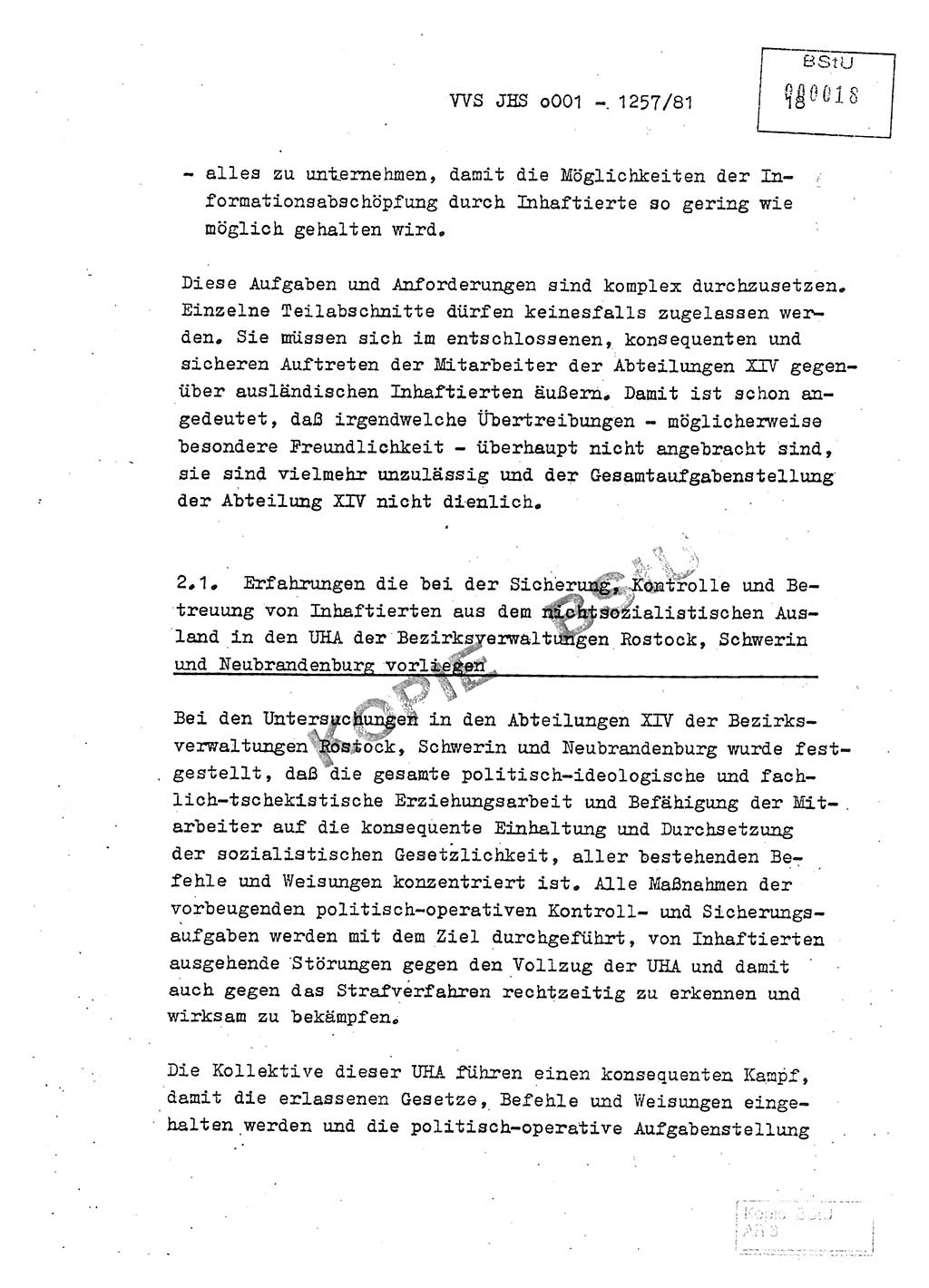 Fachschulabschlußarbeit Unterleutnant Dieter Möller (BV Rst. Abt. ⅩⅣ), Ministerium für Staatssicherheit (MfS) [Deutsche Demokratische Republik (DDR)], Juristische Hochschule (JHS), Vertrauliche Verschlußsache (VVS) o001-1257/81, Potsdam 1982, Seite 18 (FS-Abschl.-Arb. MfS DDR JHS VVS o001-1257/81 1982, S. 18)