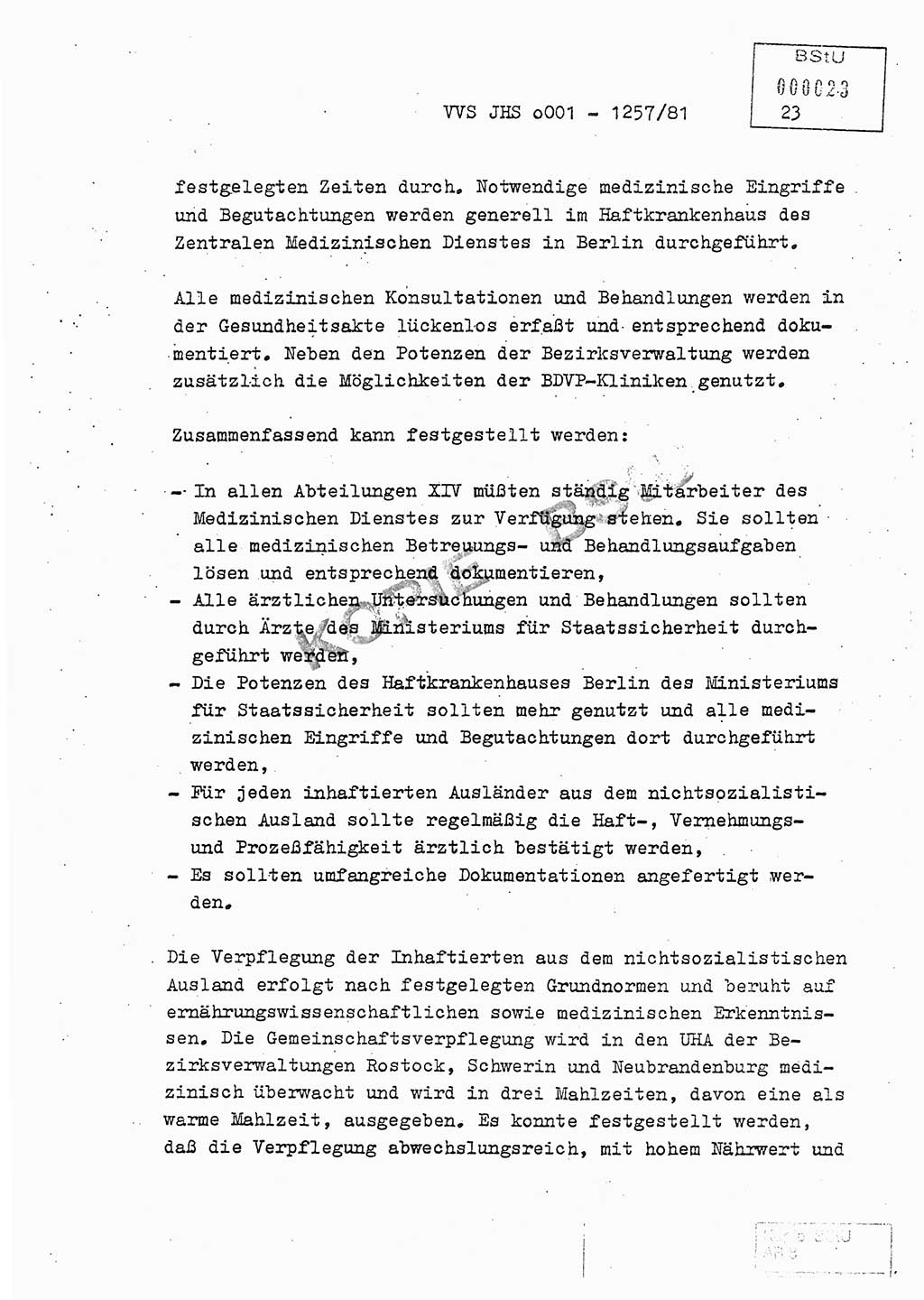 Fachschulabschlußarbeit Unterleutnant Dieter Möller (BV Rst. Abt. ⅩⅣ), Ministerium für Staatssicherheit (MfS) [Deutsche Demokratische Republik (DDR)], Juristische Hochschule (JHS), Vertrauliche Verschlußsache (VVS) o001-1257/81, Potsdam 1982, Seite 23 (FS-Abschl.-Arb. MfS DDR JHS VVS o001-1257/81 1982, S. 23)