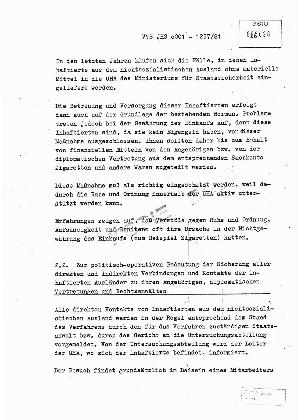 Fachschulabschlußarbeit Unterleutnant Dieter Möller (BV Rst. Abt. ⅩⅣ), Ministerium für Staatssicherheit (MfS) [Deutsche Demokratische Republik (DDR)], Juristische Hochschule (JHS), Vertrauliche Verschlußsache (VVS) o001-1257/81, Potsdam 1982, Seite 26 (FS-Abschl.-Arb. MfS DDR JHS VVS o001-1257/81 1982, S. 26)