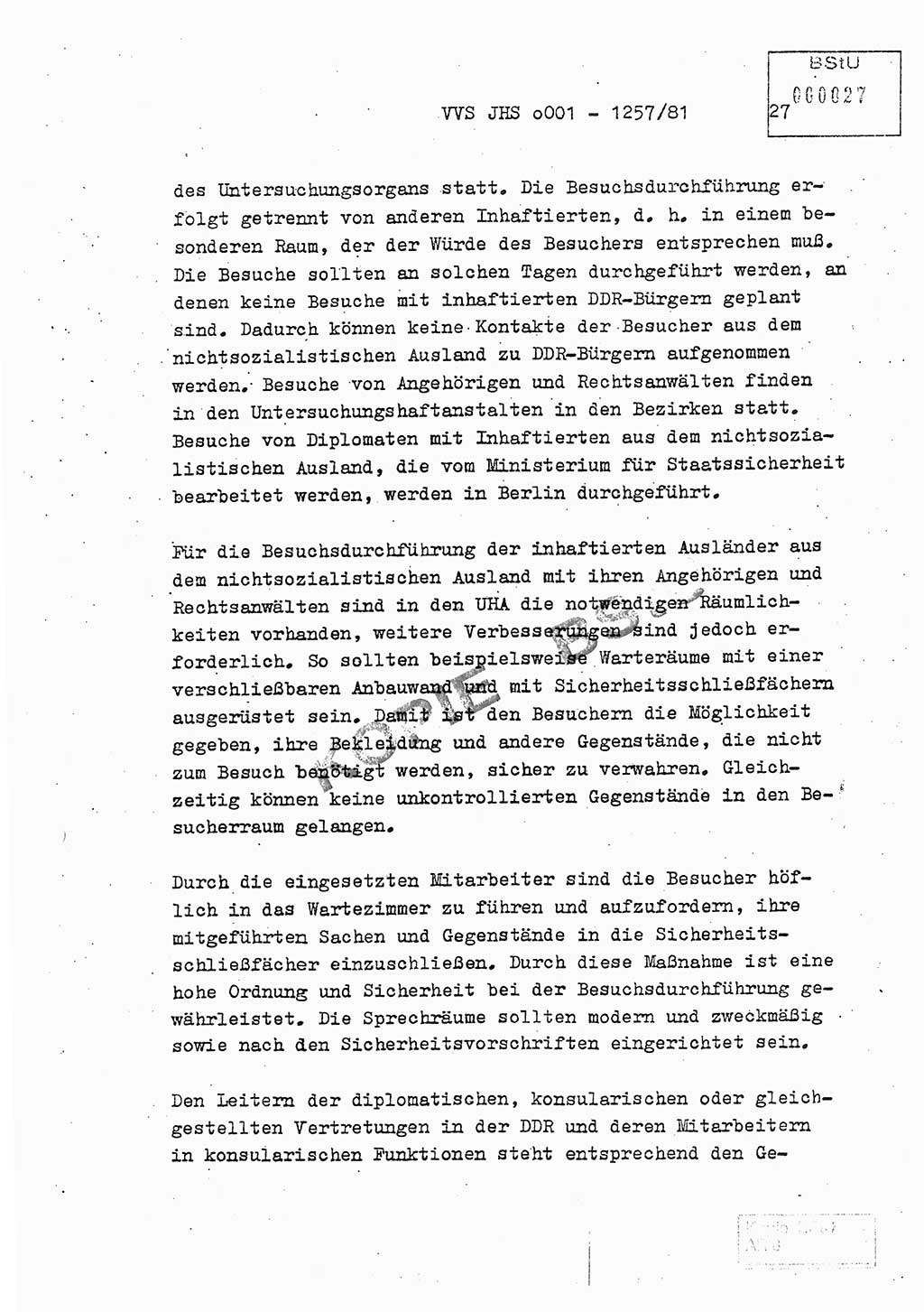 Fachschulabschlußarbeit Unterleutnant Dieter Möller (BV Rst. Abt. ⅩⅣ), Ministerium für Staatssicherheit (MfS) [Deutsche Demokratische Republik (DDR)], Juristische Hochschule (JHS), Vertrauliche Verschlußsache (VVS) o001-1257/81, Potsdam 1982, Seite 27 (FS-Abschl.-Arb. MfS DDR JHS VVS o001-1257/81 1982, S. 27)