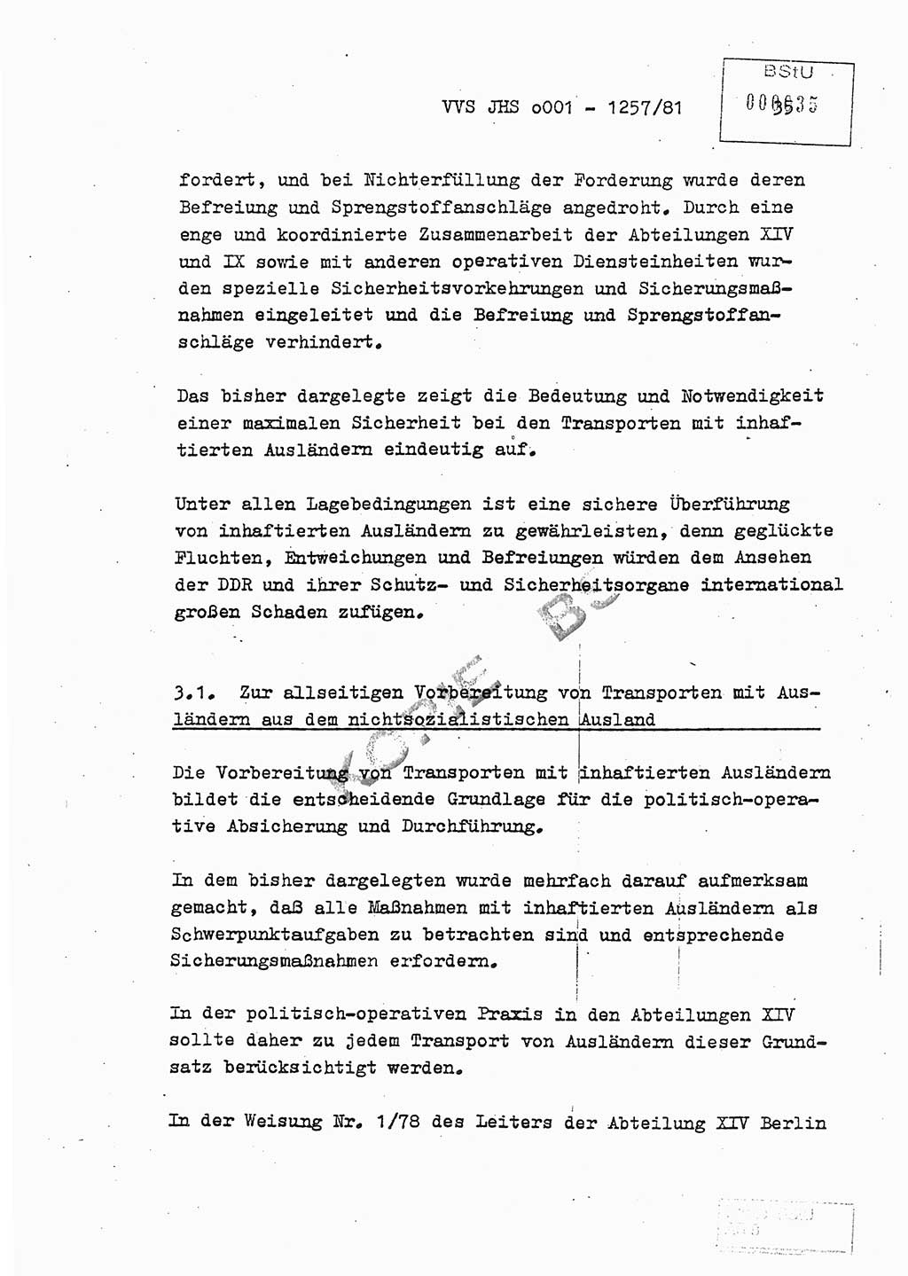 Fachschulabschlußarbeit Unterleutnant Dieter Möller (BV Rst. Abt. ⅩⅣ), Ministerium für Staatssicherheit (MfS) [Deutsche Demokratische Republik (DDR)], Juristische Hochschule (JHS), Vertrauliche Verschlußsache (VVS) o001-1257/81, Potsdam 1982, Seite 35 (FS-Abschl.-Arb. MfS DDR JHS VVS o001-1257/81 1982, S. 35)