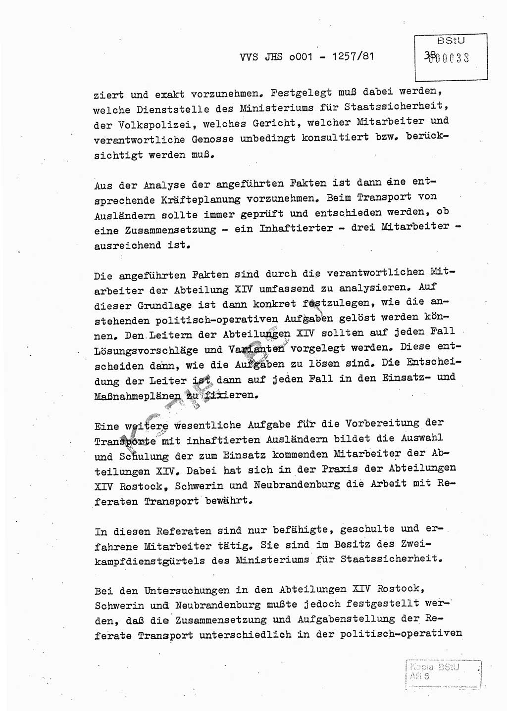 Fachschulabschlußarbeit Unterleutnant Dieter Möller (BV Rst. Abt. ⅩⅣ), Ministerium für Staatssicherheit (MfS) [Deutsche Demokratische Republik (DDR)], Juristische Hochschule (JHS), Vertrauliche Verschlußsache (VVS) o001-1257/81, Potsdam 1982, Seite 38 (FS-Abschl.-Arb. MfS DDR JHS VVS o001-1257/81 1982, S. 38)
