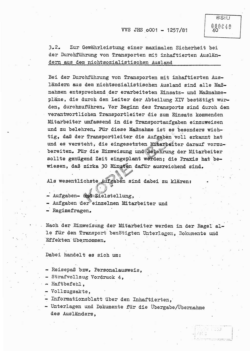 Fachschulabschlußarbeit Unterleutnant Dieter Möller (BV Rst. Abt. ⅩⅣ), Ministerium für Staatssicherheit (MfS) [Deutsche Demokratische Republik (DDR)], Juristische Hochschule (JHS), Vertrauliche Verschlußsache (VVS) o001-1257/81, Potsdam 1982, Seite 40 (FS-Abschl.-Arb. MfS DDR JHS VVS o001-1257/81 1982, S. 40)