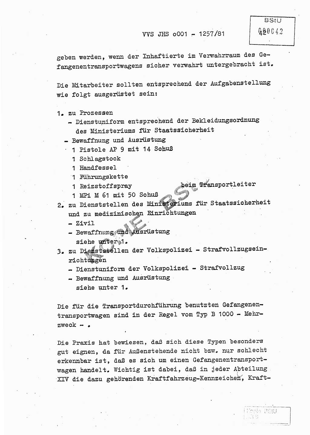 Fachschulabschlußarbeit Unterleutnant Dieter Möller (BV Rst. Abt. ⅩⅣ), Ministerium für Staatssicherheit (MfS) [Deutsche Demokratische Republik (DDR)], Juristische Hochschule (JHS), Vertrauliche Verschlußsache (VVS) o001-1257/81, Potsdam 1982, Seite 42 (FS-Abschl.-Arb. MfS DDR JHS VVS o001-1257/81 1982, S. 42)