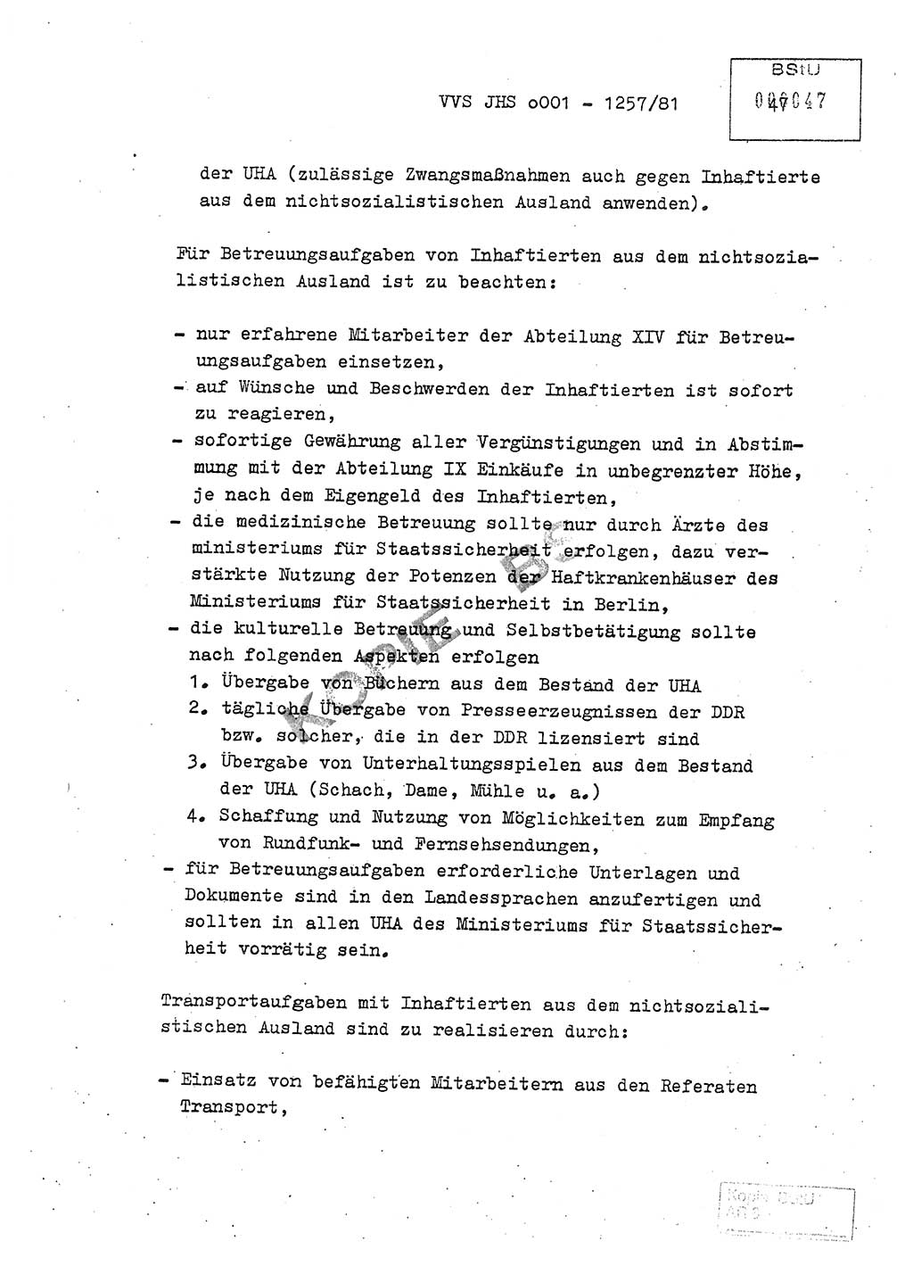 Fachschulabschlußarbeit Unterleutnant Dieter Möller (BV Rst. Abt. ⅩⅣ), Ministerium für Staatssicherheit (MfS) [Deutsche Demokratische Republik (DDR)], Juristische Hochschule (JHS), Vertrauliche Verschlußsache (VVS) o001-1257/81, Potsdam 1982, Seite 47 (FS-Abschl.-Arb. MfS DDR JHS VVS o001-1257/81 1982, S. 47)