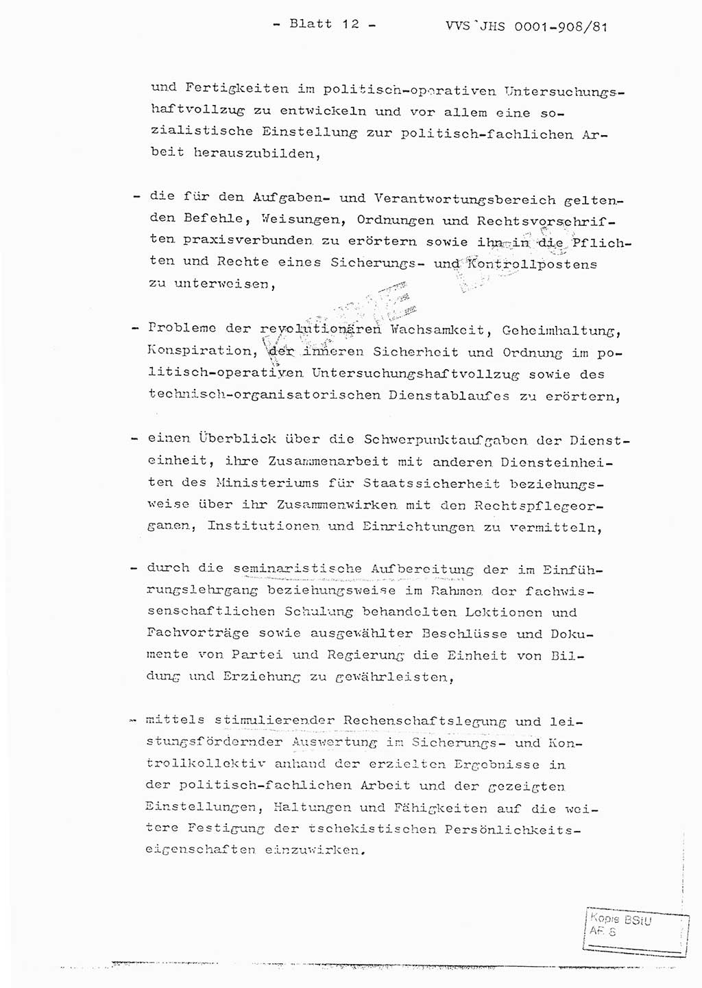 Fachschulabschlußarbeit Oberleutnant Wolfgang Wittmann (Abt. ⅩⅣ), Ministerium für Staatssicherheit (MfS) [Deutsche Demokratische Republik (DDR)], Juristische Hochschule (JHS), Vertrauliche Verschlußsache (VVS) o001-908/82, Potsdam 1982, Blatt 12 (FS-Abschl.-Arb. MfS DDR JHS VVS o001-908/82 1982, Bl. 12)