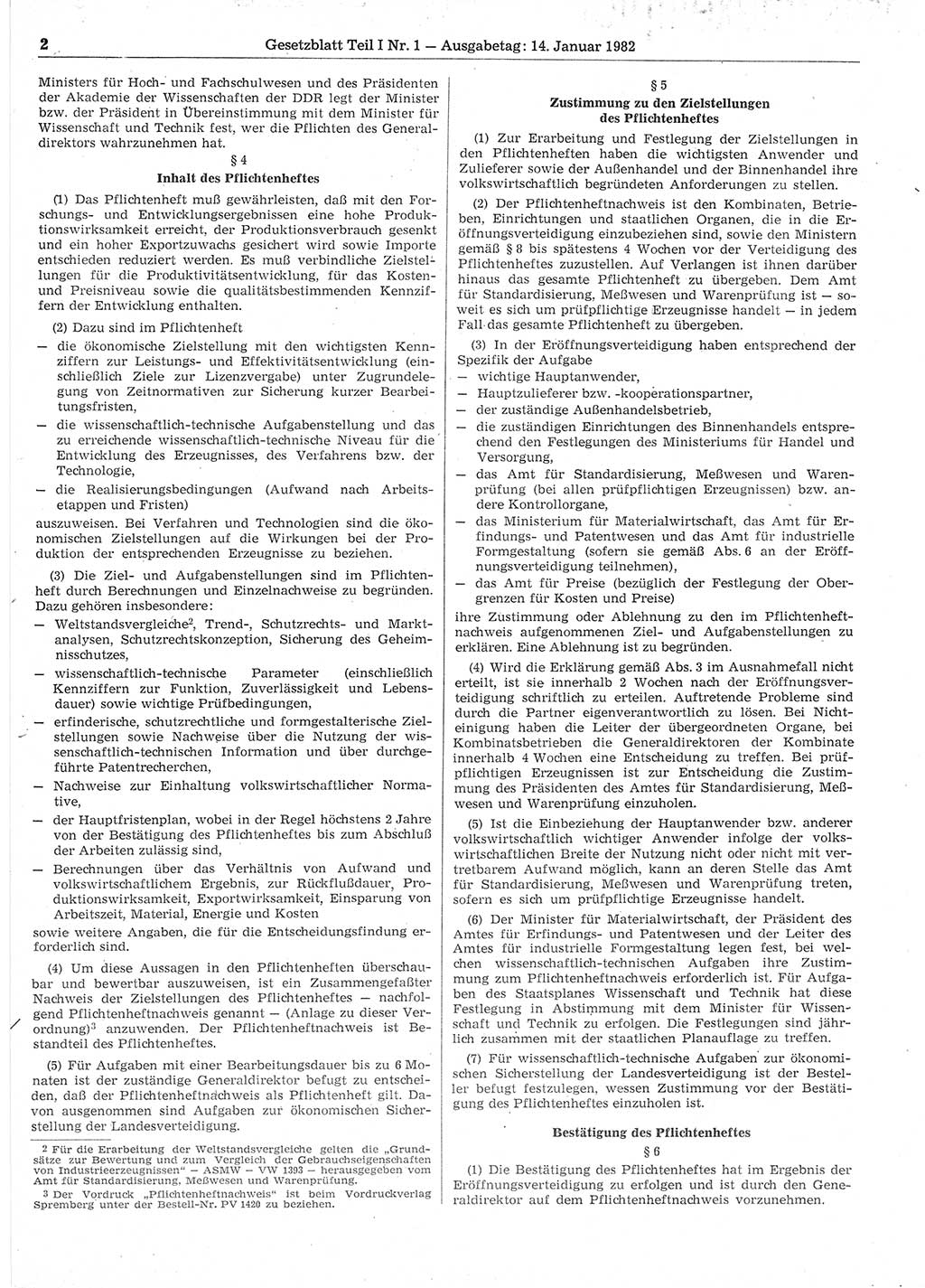 Gesetzblatt (GBl.) der Deutschen Demokratischen Republik (DDR) Teil Ⅰ 1982, Seite 2 (GBl. DDR Ⅰ 1982, S. 2)