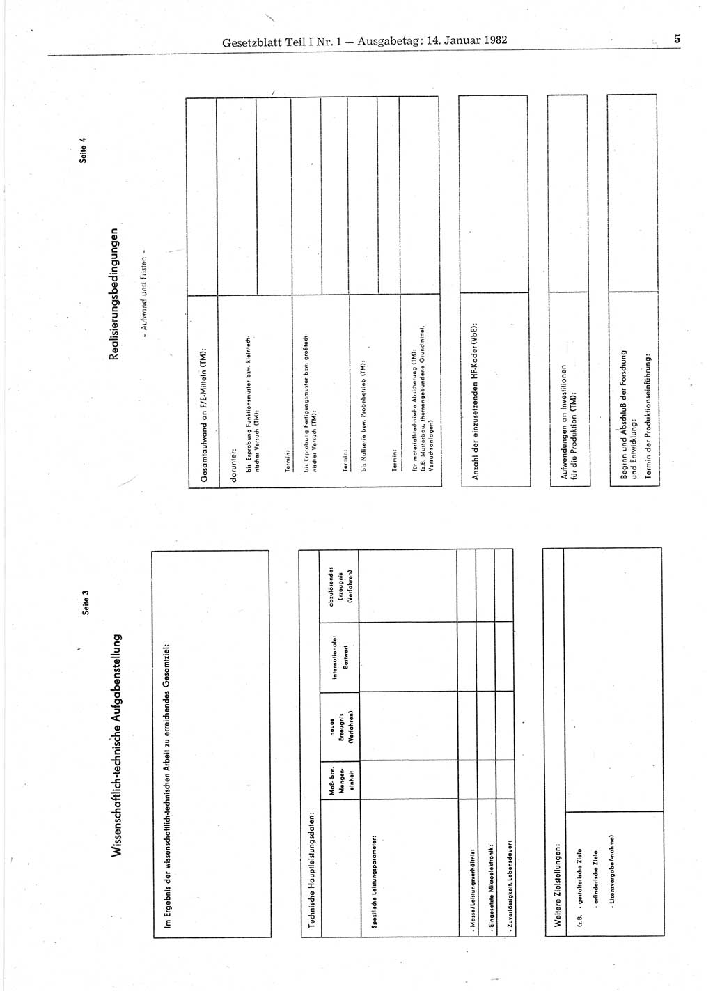 Gesetzblatt (GBl.) der Deutschen Demokratischen Republik (DDR) Teil Ⅰ 1982, Seite 5 (GBl. DDR Ⅰ 1982, S. 5)