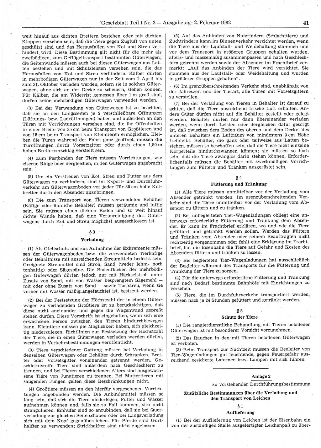 Gesetzblatt (GBl.) der Deutschen Demokratischen Republik (DDR) Teil Ⅰ 1982, Seite 41 (GBl. DDR Ⅰ 1982, S. 41)