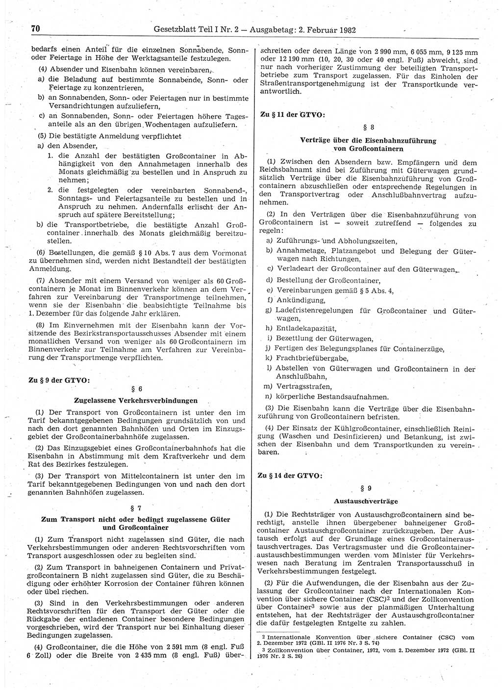 Gesetzblatt (GBl.) der Deutschen Demokratischen Republik (DDR) Teil Ⅰ 1982, Seite 70 (GBl. DDR Ⅰ 1982, S. 70)