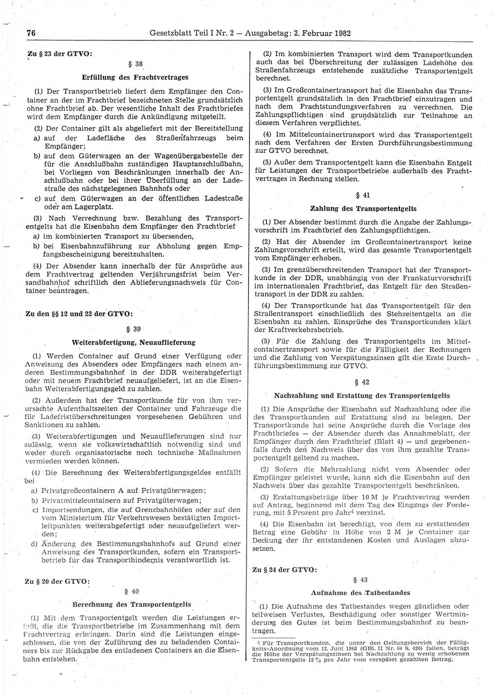 Gesetzblatt (GBl.) der Deutschen Demokratischen Republik (DDR) Teil Ⅰ 1982, Seite 76 (GBl. DDR Ⅰ 1982, S. 76)