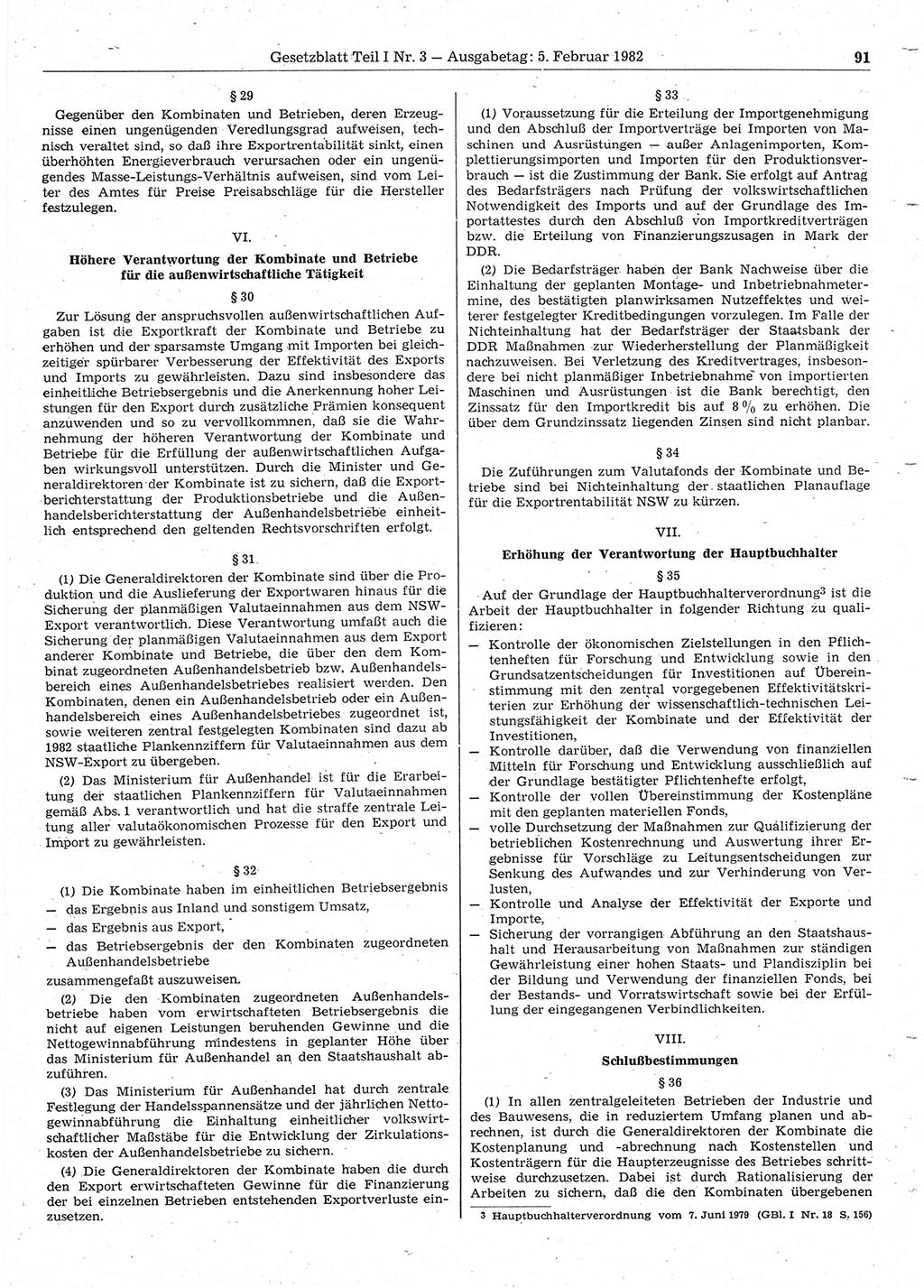 Gesetzblatt (GBl.) der Deutschen Demokratischen Republik (DDR) Teil Ⅰ 1982, Seite 91 (GBl. DDR Ⅰ 1982, S. 91)