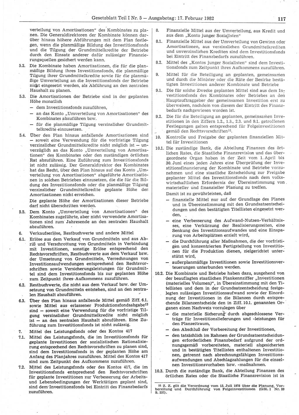 Gesetzblatt (GBl.) der Deutschen Demokratischen Republik (DDR) Teil Ⅰ 1982, Seite 117 (GBl. DDR Ⅰ 1982, S. 117)