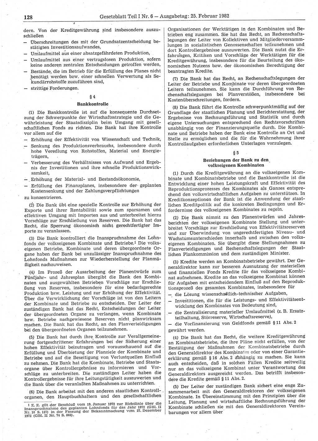 Gesetzblatt (GBl.) der Deutschen Demokratischen Republik (DDR) Teil Ⅰ 1982, Seite 128 (GBl. DDR Ⅰ 1982, S. 128)