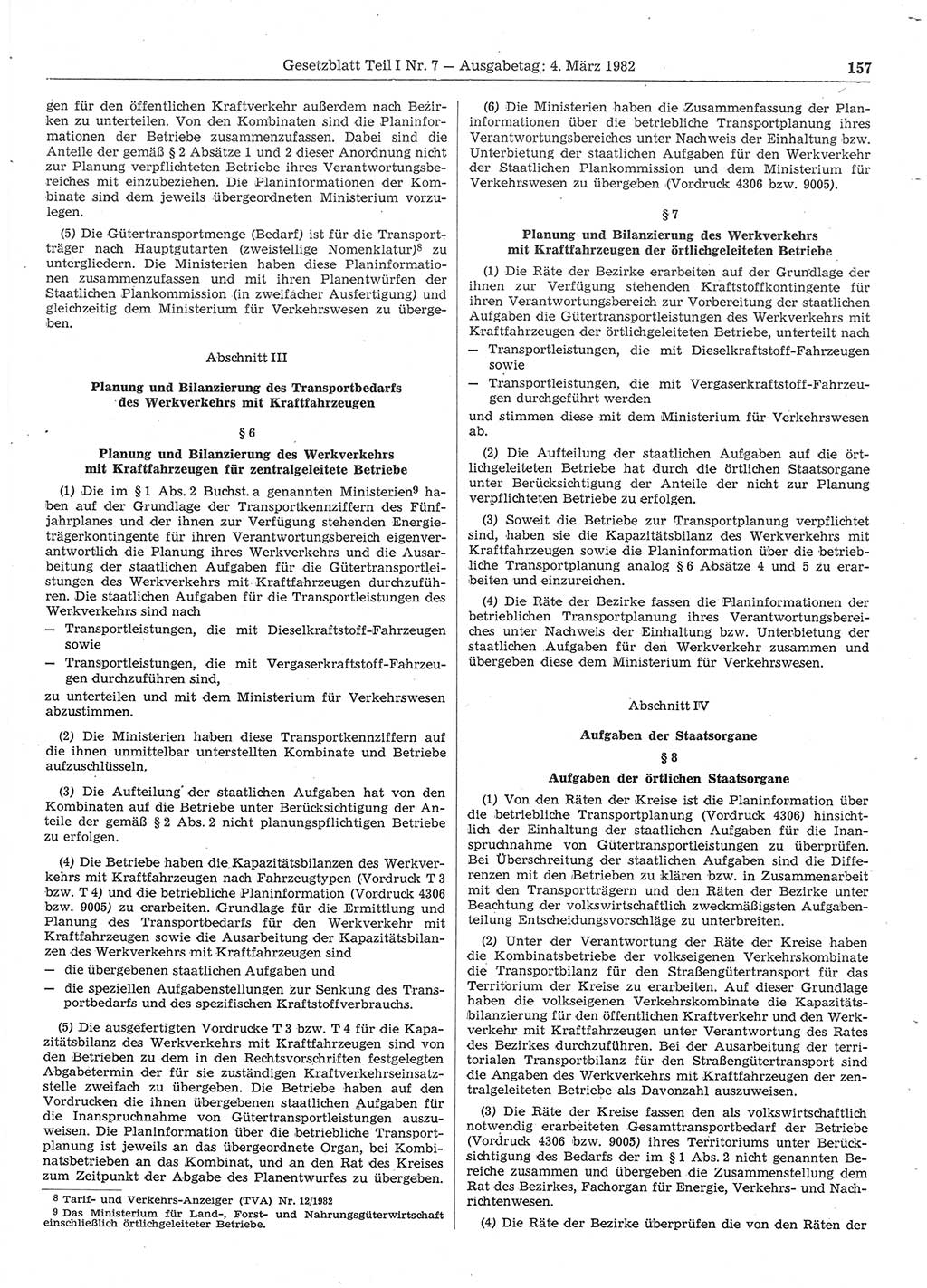 Gesetzblatt (GBl.) der Deutschen Demokratischen Republik (DDR) Teil Ⅰ 1982, Seite 157 (GBl. DDR Ⅰ 1982, S. 157)