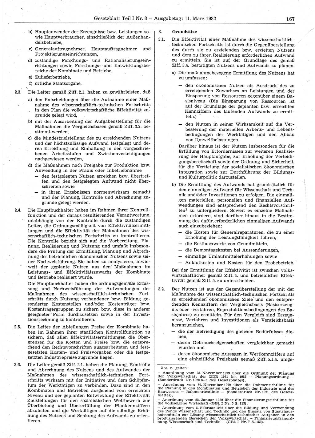 Gesetzblatt (GBl.) der Deutschen Demokratischen Republik (DDR) Teil Ⅰ 1982, Seite 167 (GBl. DDR Ⅰ 1982, S. 167)