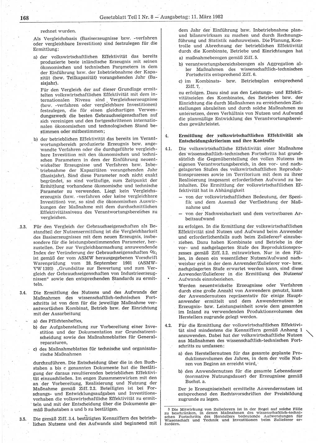 Gesetzblatt (GBl.) der Deutschen Demokratischen Republik (DDR) Teil Ⅰ 1982, Seite 168 (GBl. DDR Ⅰ 1982, S. 168)