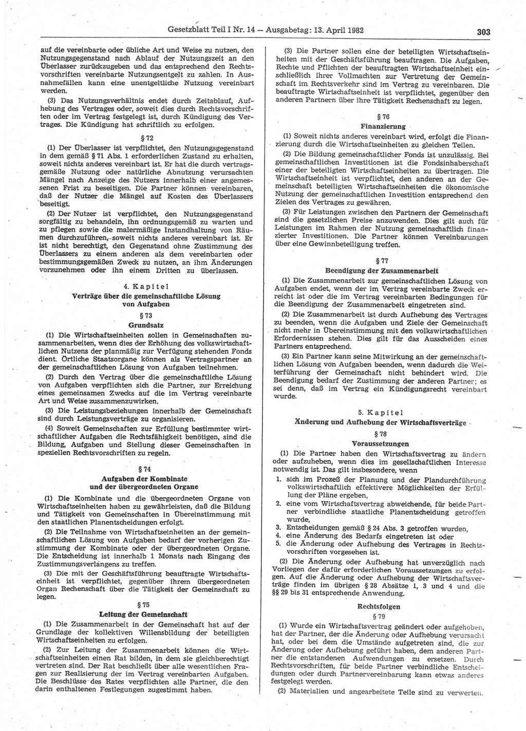 Gesetzblatt (GBl.) der Deutschen Demokratischen Republik (DDR) Teil Ⅰ 1982, Seite 303 (GBl. DDR Ⅰ 1982, S. 303)