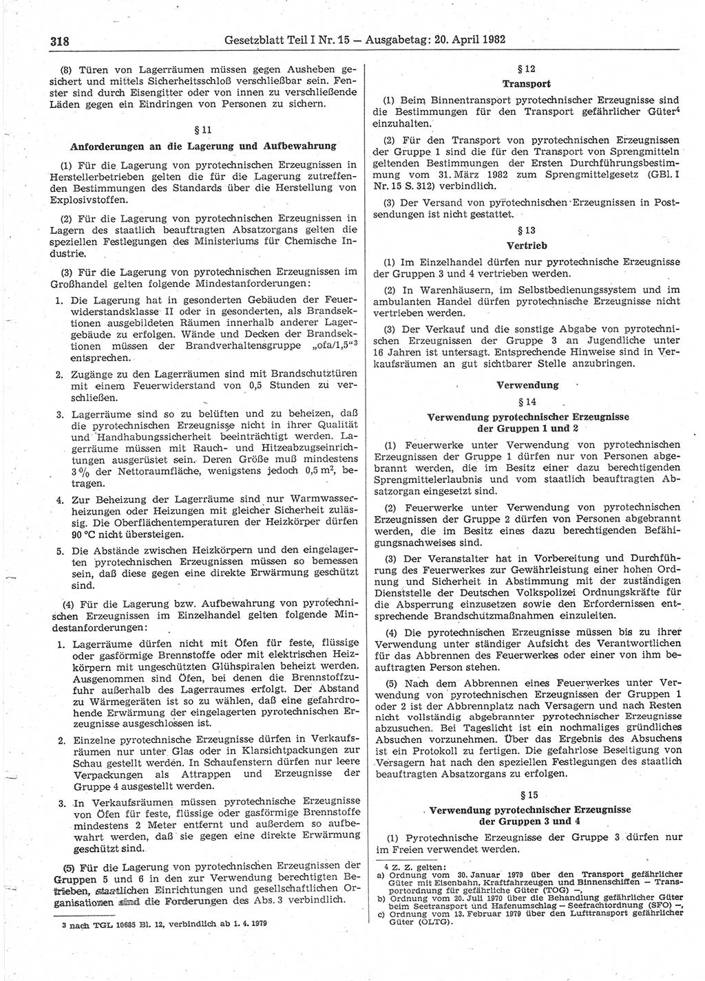 Gesetzblatt (GBl.) der Deutschen Demokratischen Republik (DDR) Teil Ⅰ 1982, Seite 318 (GBl. DDR Ⅰ 1982, S. 318)