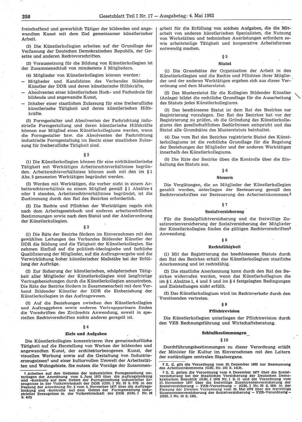Gesetzblatt (GBl.) der Deutschen Demokratischen Republik (DDR) Teil Ⅰ 1982, Seite 350 (GBl. DDR Ⅰ 1982, S. 350)