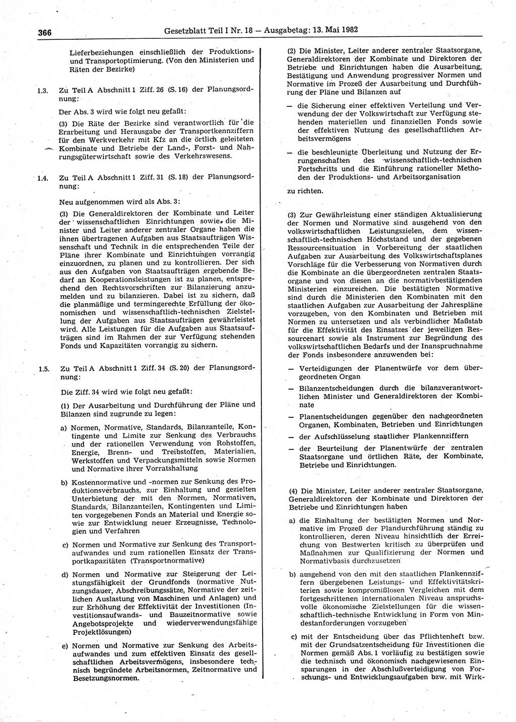 Gesetzblatt (GBl.) der Deutschen Demokratischen Republik (DDR) Teil Ⅰ 1982, Seite 366 (GBl. DDR Ⅰ 1982, S. 366)