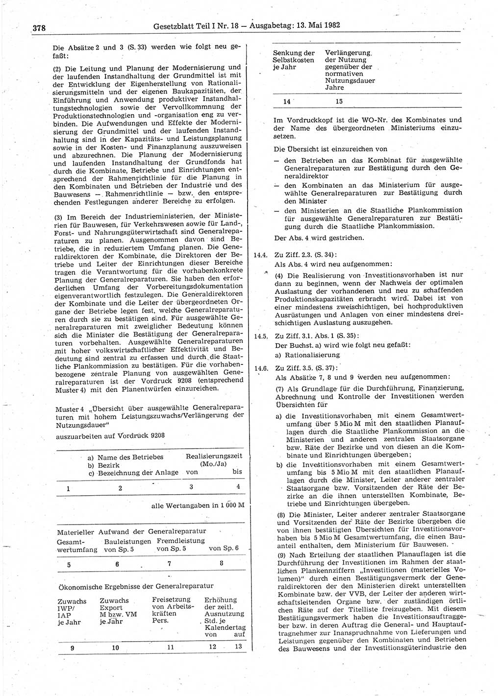 Gesetzblatt (GBl.) der Deutschen Demokratischen Republik (DDR) Teil Ⅰ 1982, Seite 378 (GBl. DDR Ⅰ 1982, S. 378)