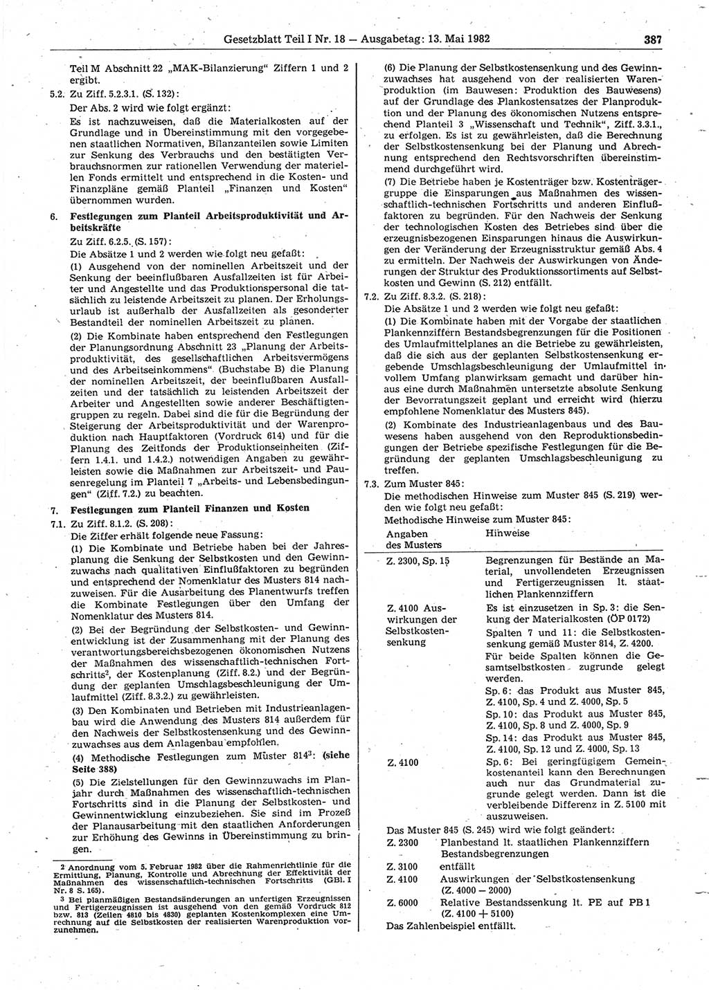 Gesetzblatt (GBl.) der Deutschen Demokratischen Republik (DDR) Teil Ⅰ 1982, Seite 387 (GBl. DDR Ⅰ 1982, S. 387)
