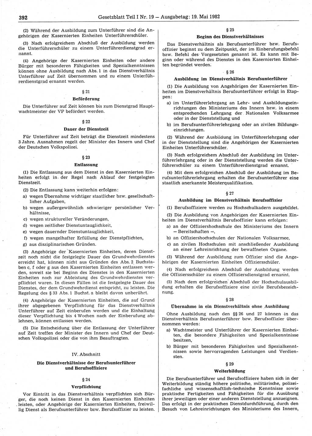 Gesetzblatt (GBl.) der Deutschen Demokratischen Republik (DDR) Teil Ⅰ 1982, Seite 392 (GBl. DDR Ⅰ 1982, S. 392)