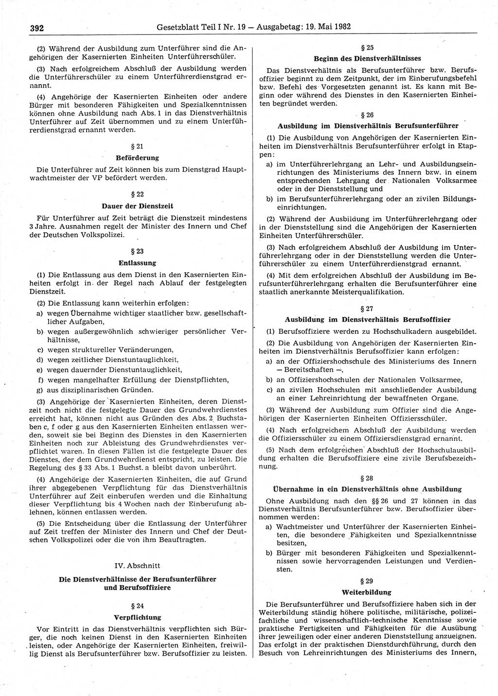 Gesetzblatt (GBl.) der Deutschen Demokratischen Republik (DDR) Teil Ⅰ 1982, Seite 392 (GBl. DDR Ⅰ 1982, S. 392)