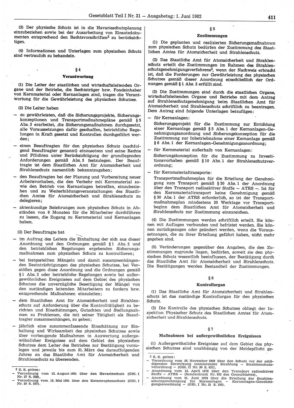 Gesetzblatt (GBl.) der Deutschen Demokratischen Republik (DDR) Teil Ⅰ 1982, Seite 411 (GBl. DDR Ⅰ 1982, S. 411)