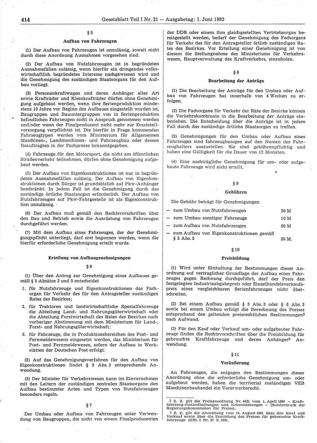 Gesetzblatt (GBl.) der Deutschen Demokratischen Republik (DDR) Teil Ⅰ 1982, Seite 414 (GBl. DDR Ⅰ 1982, S. 414)