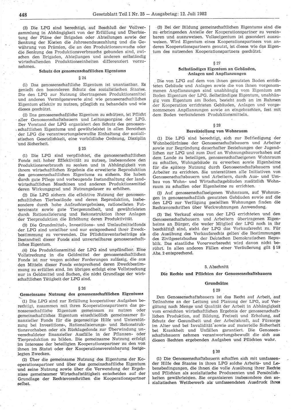 Gesetzblatt (GBl.) der Deutschen Demokratischen Republik (DDR) Teil Ⅰ 1982, Seite 448 (GBl. DDR Ⅰ 1982, S. 448)
