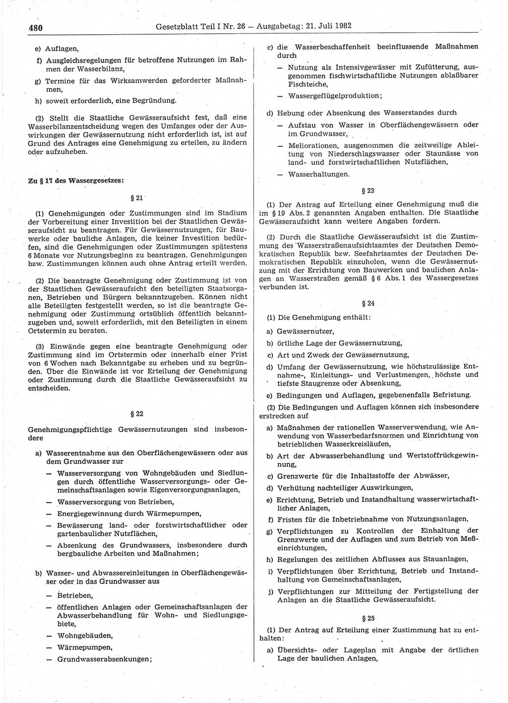 Gesetzblatt (GBl.) der Deutschen Demokratischen Republik (DDR) Teil Ⅰ 1982, Seite 480 (GBl. DDR Ⅰ 1982, S. 480)
