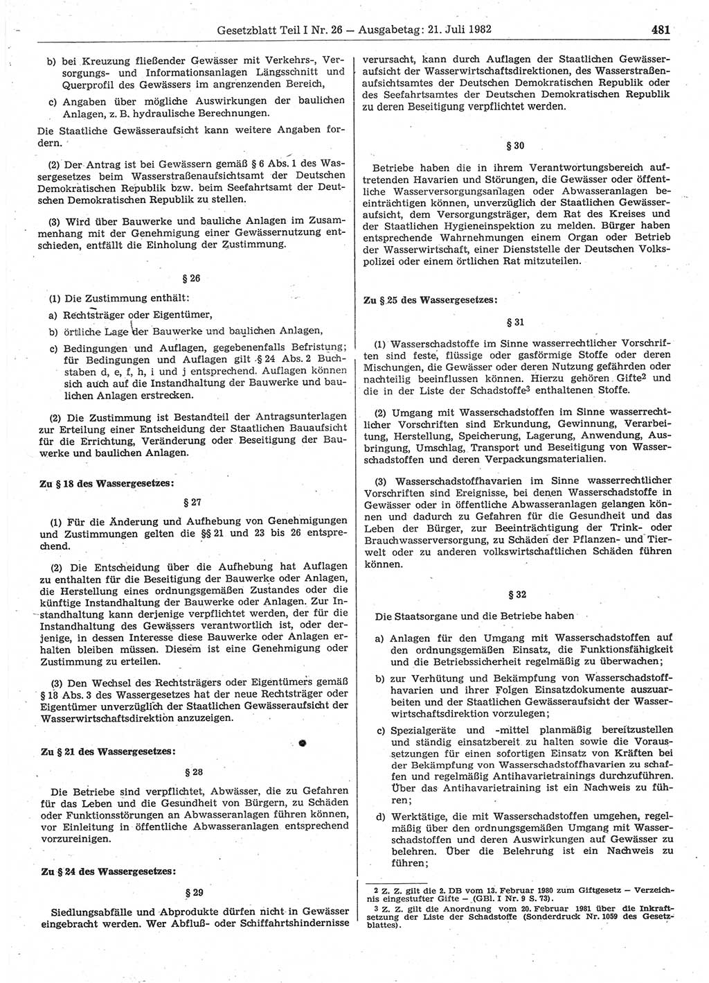 Gesetzblatt (GBl.) der Deutschen Demokratischen Republik (DDR) Teil Ⅰ 1982, Seite 481 (GBl. DDR Ⅰ 1982, S. 481)