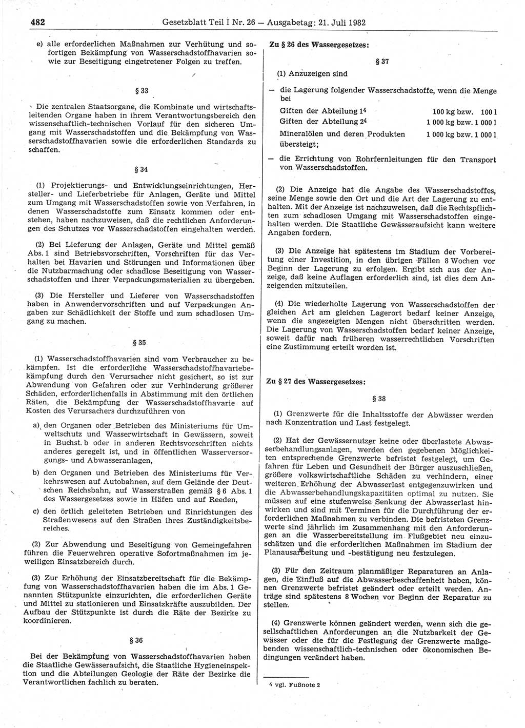 Gesetzblatt (GBl.) der Deutschen Demokratischen Republik (DDR) Teil Ⅰ 1982, Seite 482 (GBl. DDR Ⅰ 1982, S. 482)