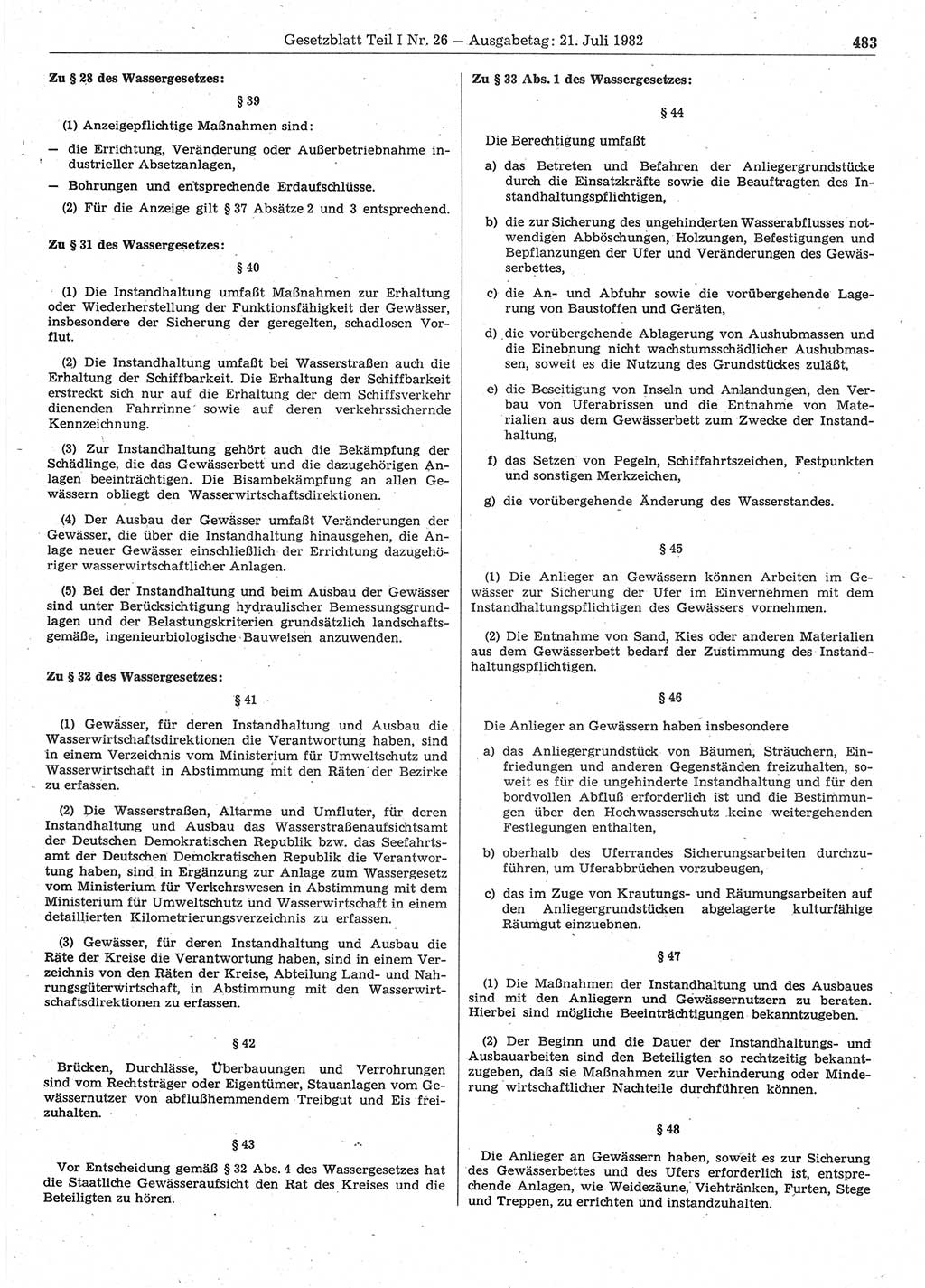 Gesetzblatt (GBl.) der Deutschen Demokratischen Republik (DDR) Teil Ⅰ 1982, Seite 483 (GBl. DDR Ⅰ 1982, S. 483)