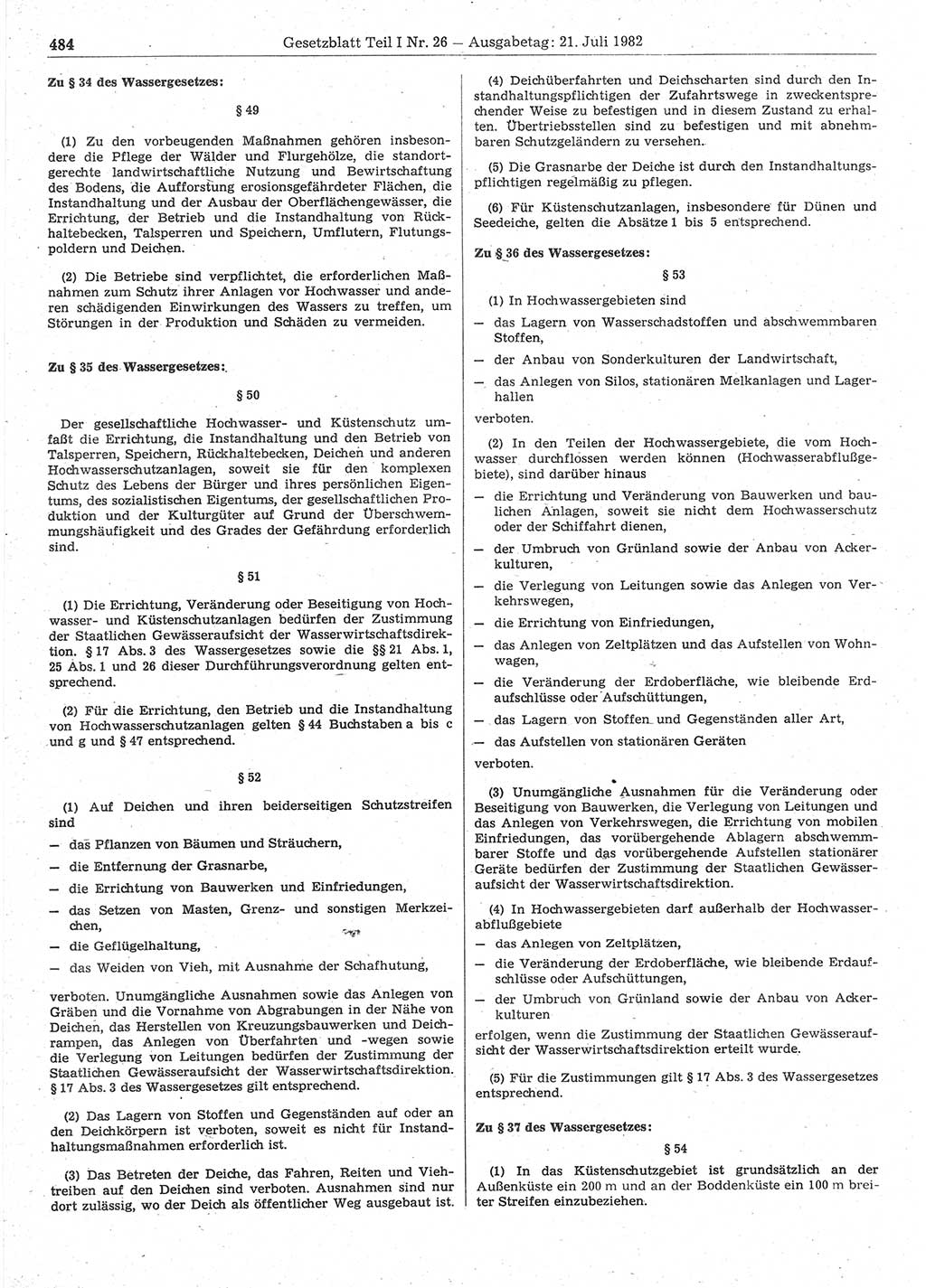 Gesetzblatt (GBl.) der Deutschen Demokratischen Republik (DDR) Teil Ⅰ 1982, Seite 484 (GBl. DDR Ⅰ 1982, S. 484)