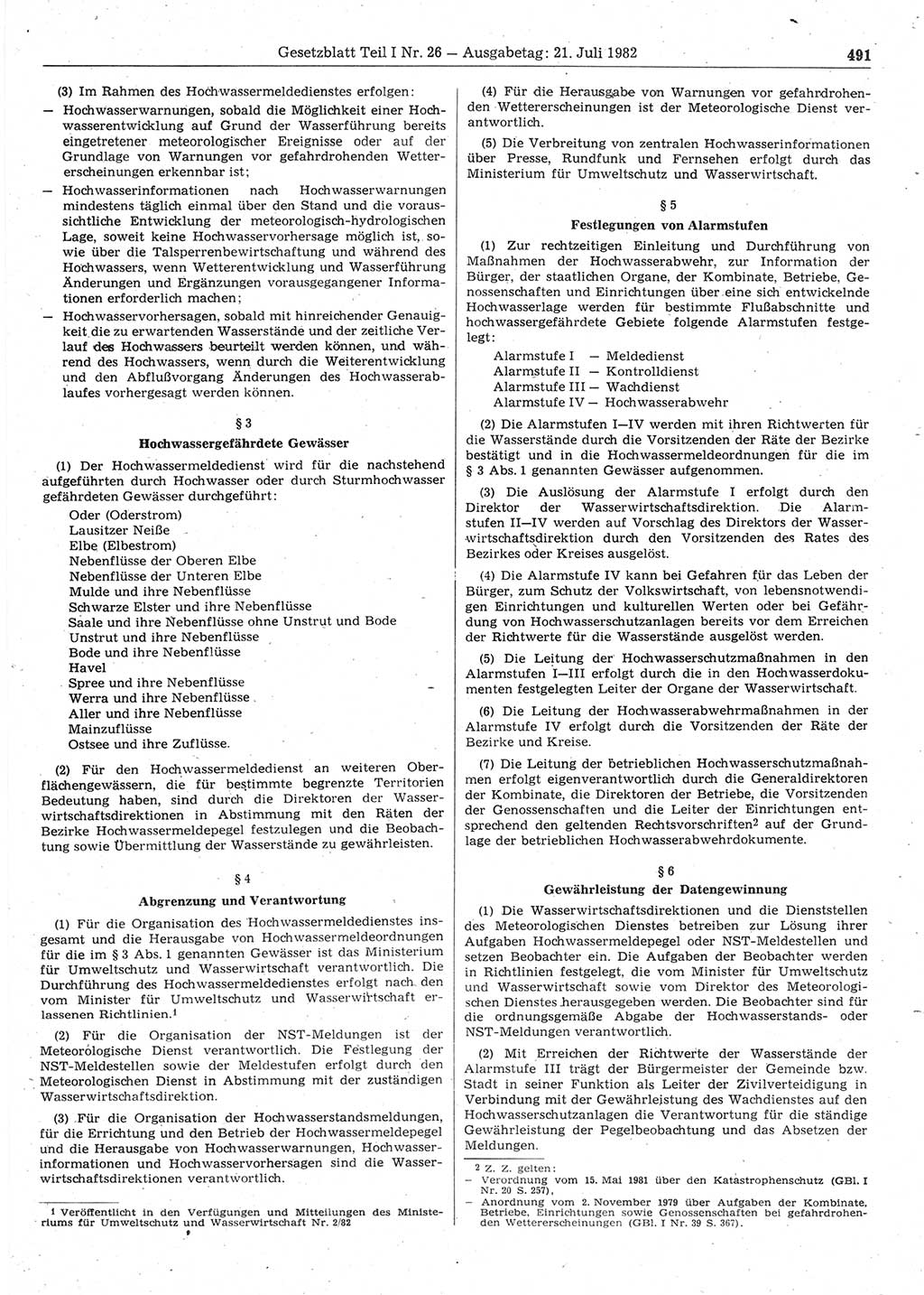 Gesetzblatt (GBl.) der Deutschen Demokratischen Republik (DDR) Teil Ⅰ 1982, Seite 491 (GBl. DDR Ⅰ 1982, S. 491)