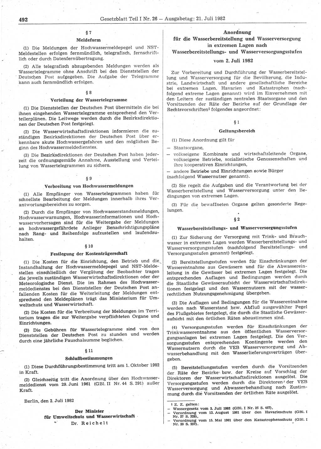 Gesetzblatt (GBl.) der Deutschen Demokratischen Republik (DDR) Teil Ⅰ 1982, Seite 492 (GBl. DDR Ⅰ 1982, S. 492)