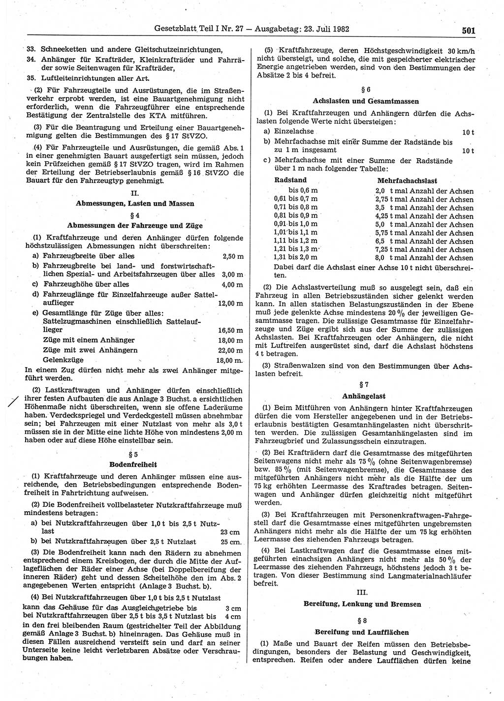 Gesetzblatt (GBl.) der Deutschen Demokratischen Republik (DDR) Teil Ⅰ 1982, Seite 501 (GBl. DDR Ⅰ 1982, S. 501)