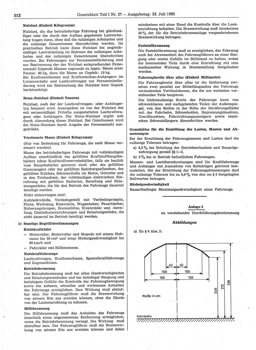Gesetzblatt (GBl.) der Deutschen Demokratischen Republik (DDR) Teil Ⅰ 1982, Seite 512 (GBl. DDR Ⅰ 1982, S. 512)