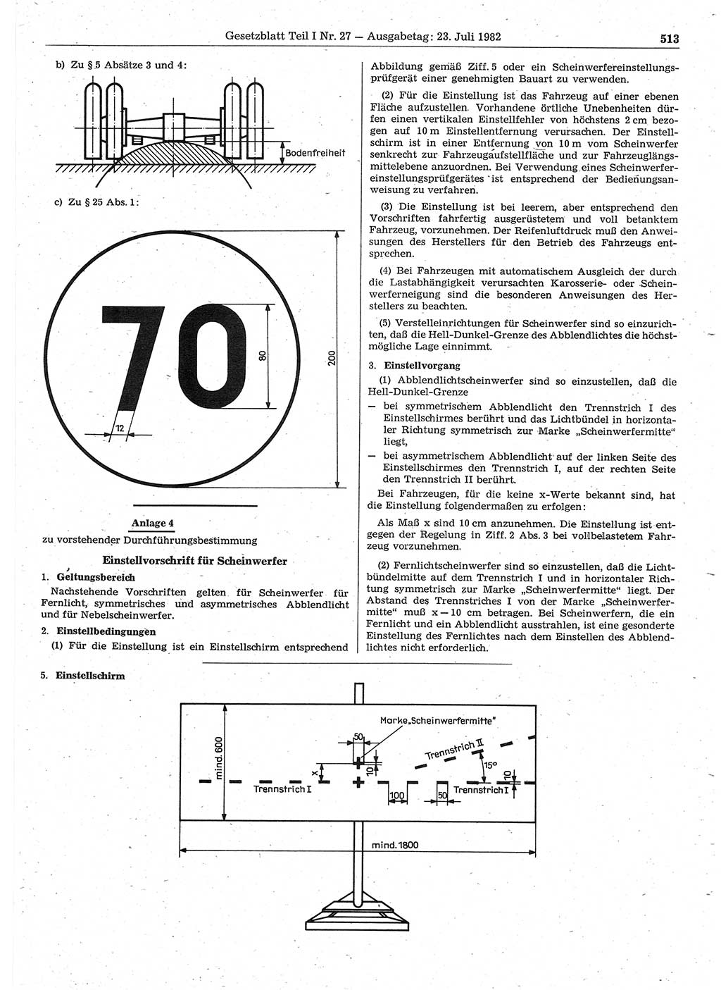 Gesetzblatt (GBl.) der Deutschen Demokratischen Republik (DDR) Teil Ⅰ 1982, Seite 513 (GBl. DDR Ⅰ 1982, S. 513)